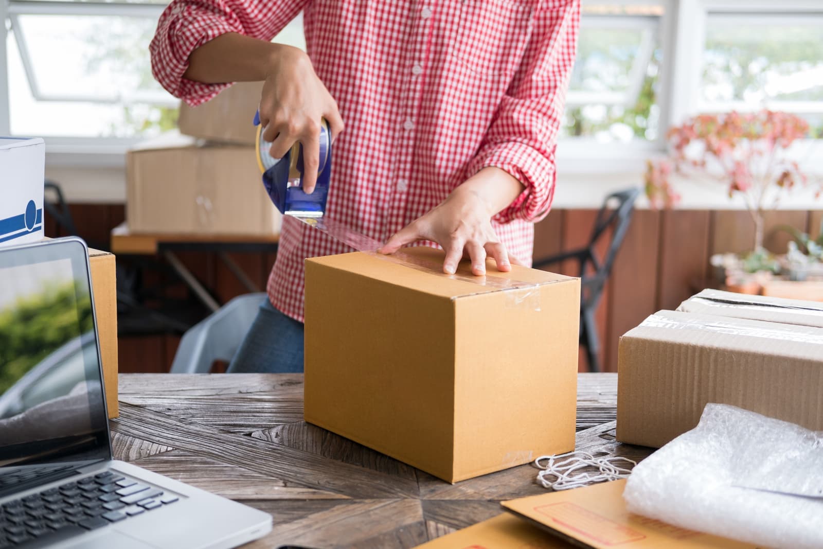 An item being packed for resale