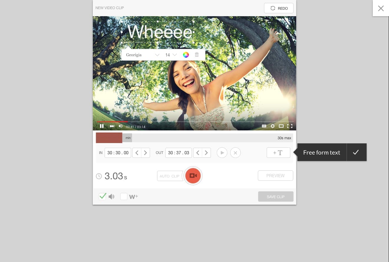 Epoxy's clip editor with video, GIF and meme formats
